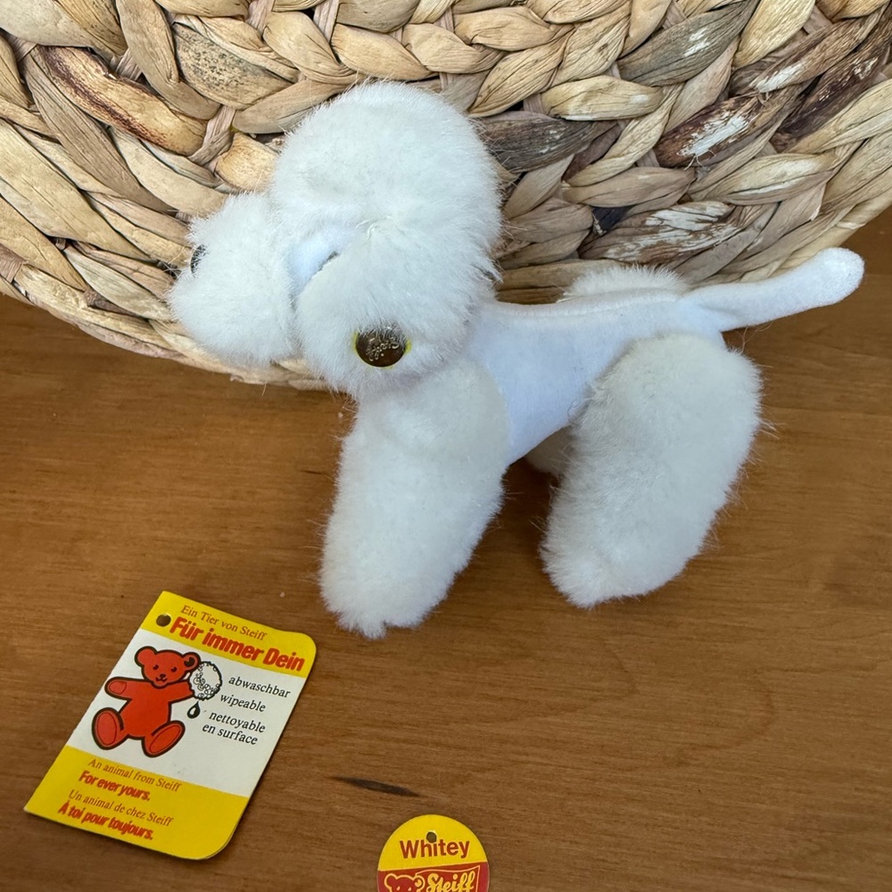 Steiff White Plush Poodle Stuffed Animal